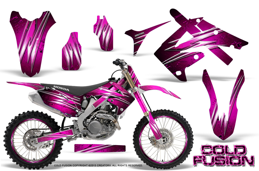 Honda CRF250 10-12 CRF450 09-12 Graphics Kit Cold Fusion Pink NP Rims